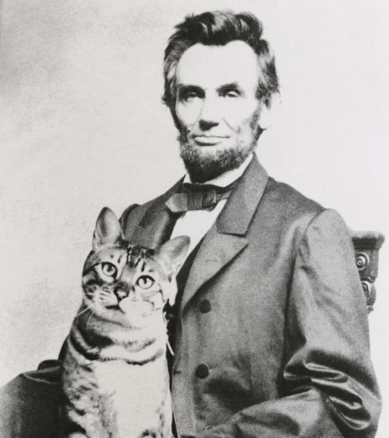 President Lincoln and his legendary cat.