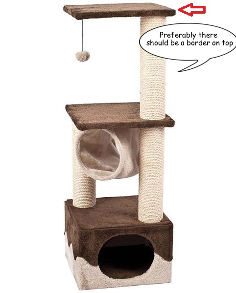 Scratching post with no borders on top.